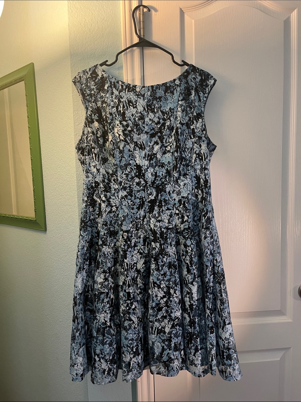 Roz & Ali Blue and Black Floral Fit-and-Flare Dress